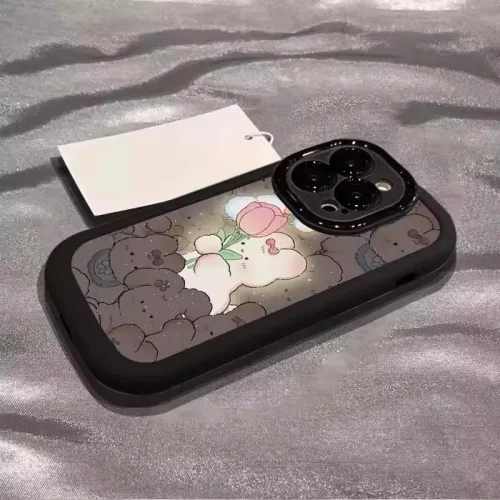 适用苹果16promax手机壳彩绘新款iPhone15pro发光捧14卡通兔子13