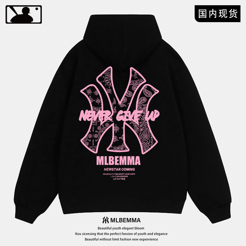 【奥莱专场】美式连帽卫衣男款春秋季2026新款潮牌大码黑色套头衫