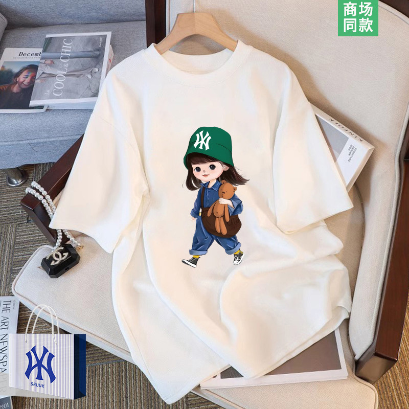 【奥莱严选】高级感短袖t恤女士夏季潮牌宽松上衣女生五分袖体恤