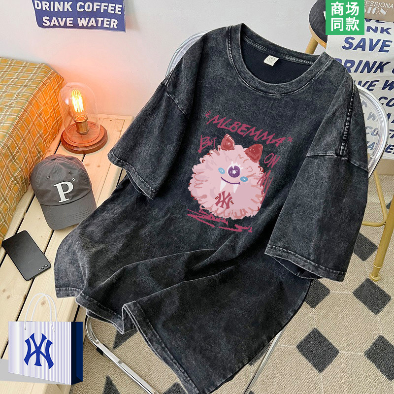 【奥莱精品】纯棉短袖t恤女士夏季2026新款美式潮牌五分袖上衣服