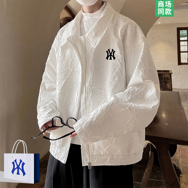 【专柜爆款】条纹翻领夹克男士春秋季2026新款潮流美式青少年外套