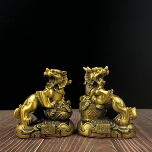 纯铜貔貅招财摆件聚宝盆路冲壁刀客厅书房玄关偏财炒股办公室