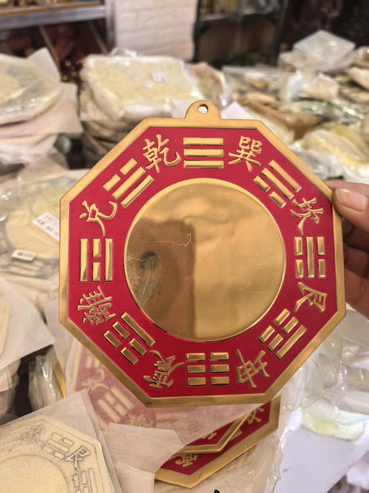 八卦镜凸镜朱砂红纯铜门口大门凸面镜太极凹镜窗户阳台门头宅开过