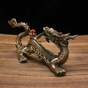 镇宅中式仿古家居摆件回头龙办公室书房旺人缘少口舌青龙压白虎铜