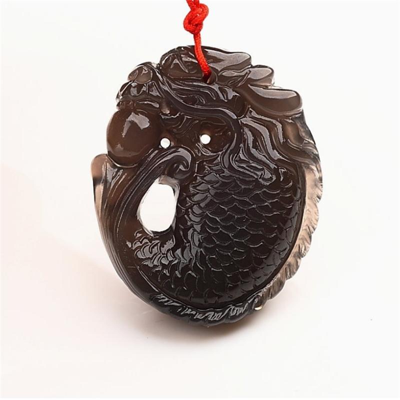 冰种黑曜石水晶招财饰品吊坠