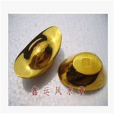 铜招财中式办公室摆件实心元宝金