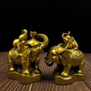 招财黄铜镇宅门厅吉祥物摆件