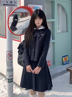 喵铃少女/莓喵jk原创西服jk制服套装正版圆领西装学院风日系浓绀