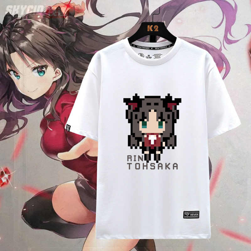fate stay night远坂凛尼禄像素衣服动漫周边短袖男女情侣T恤潮jl