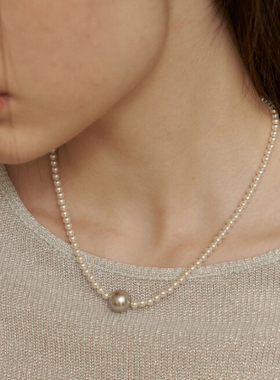 白色灰色珍珠项链女简约