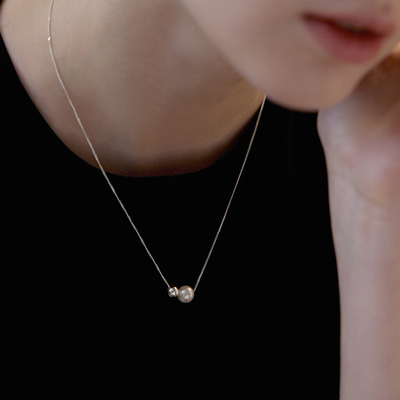 气质925银项链贝珠珍珠锁骨链