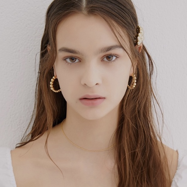 KOCH夏季金色圆珠耳圈时尚简约