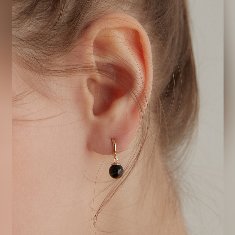 复古简约纯银女玛瑙耳环