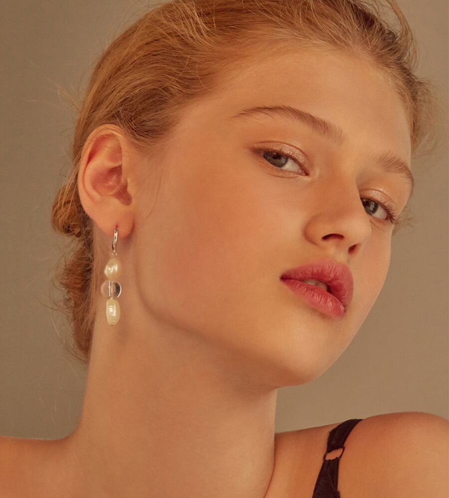 小众银色不规则设计师耳饰珍珠