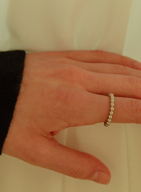 KOCH 简约圆珠串珠s925纯银戒指 个性开口指环