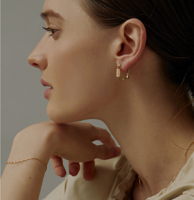 koch金色镶锆石满钻小众优雅耳圈