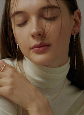 KOCH天然淡水珍珠耳线气质温柔细长款链条无耳洞耳夹耳钩耳勾小众