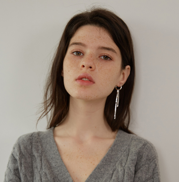 KOCH925纯银耳圈闪亮锆石钻链银