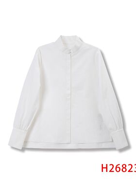 【钱老板推荐】棉汉麻白色经典款立领长袖衬衫 2682317