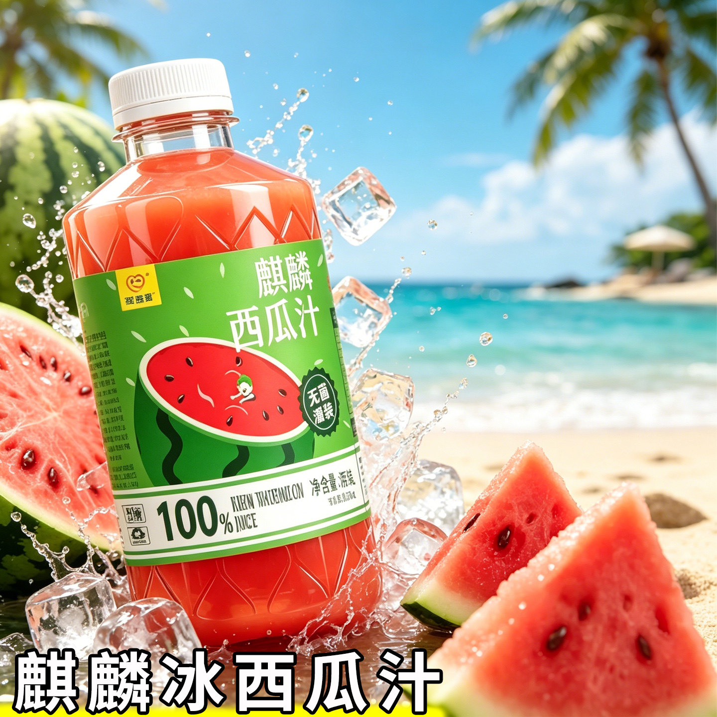 麒麟冰西瓜汁鲜榨饮料萃新鲜闰当家冰镇西瓜汁桶装610ml夏日饮品