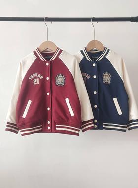 24秋款小熊男女童棒球服两色刺绣拼色卡通休闲外套TTJM243851K