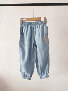 24春夏男女童天丝牛仔薄款 TTTJ246384I 中大童宽松舒适蓝色束脚裤