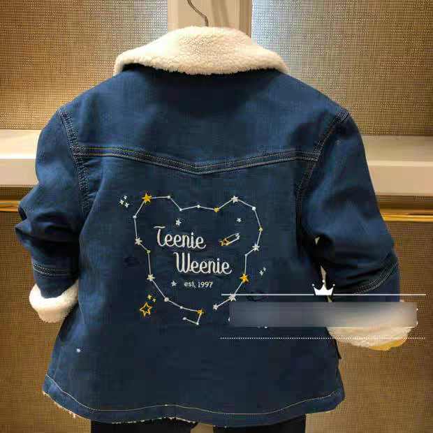 清货冬款女童加厚加绒羊羔毛牛仔外套TKJJ204T51B