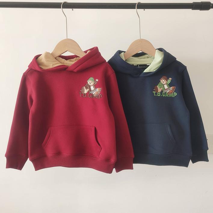 24秋冬男女童连帽休闲加绒百搭卫衣刺绣卡通小熊童装TTMW248T83I