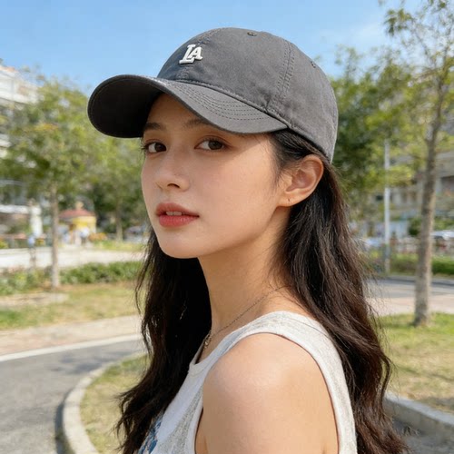 美式做旧粉色字母显脸小鸭舌帽