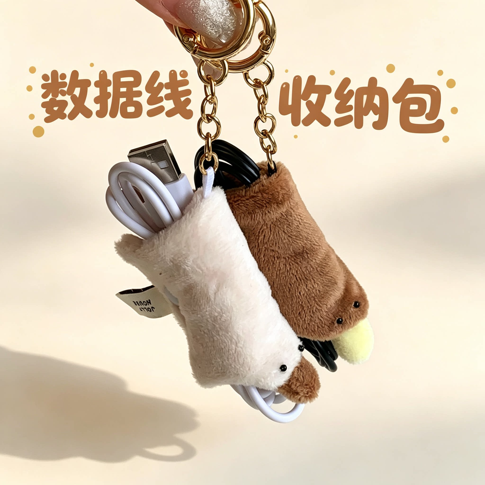 ins风可爱鸭嘴兽数据线收纳创意有线耳机理线器便携绕线器钥匙扣