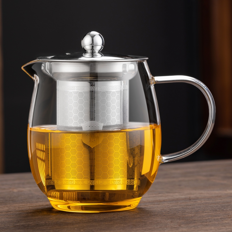 新款加厚玻璃花茶壶泡茶专用功夫茶具不锈钢过滤网冲茶器高档单壶