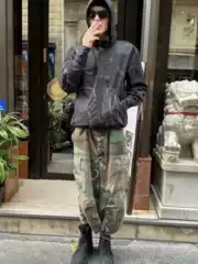 Vintage M65 Washed and Distressed Retro Baggy Street Style Camouflage Cargo Workwear Three-Quarter Shorts Trendy