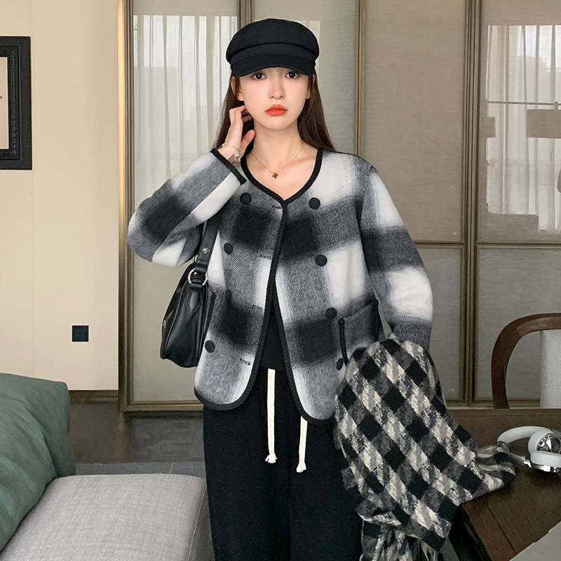 【现货】秋冬新款小香风格子妮大衣外套短款301A-8911-P155-K208,女装短外套,2C301