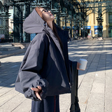 连帽小个子百搭气质棉衣慵懒风冲锋衣女加厚面包服外套夹克美式，女装短外套，2C301