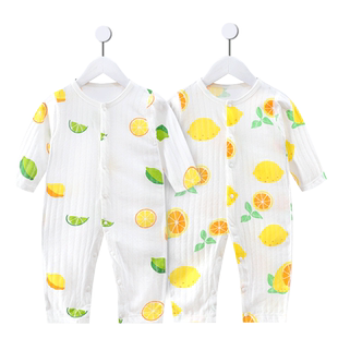 婴儿空调服夏季款装薄款连体衣服宝宝睡衣纯棉打底家居服哈衣爬服