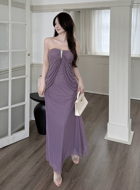 instunning2025夏季新款紫色抹胸连衣裙女御姐风高级感气质包臀裙