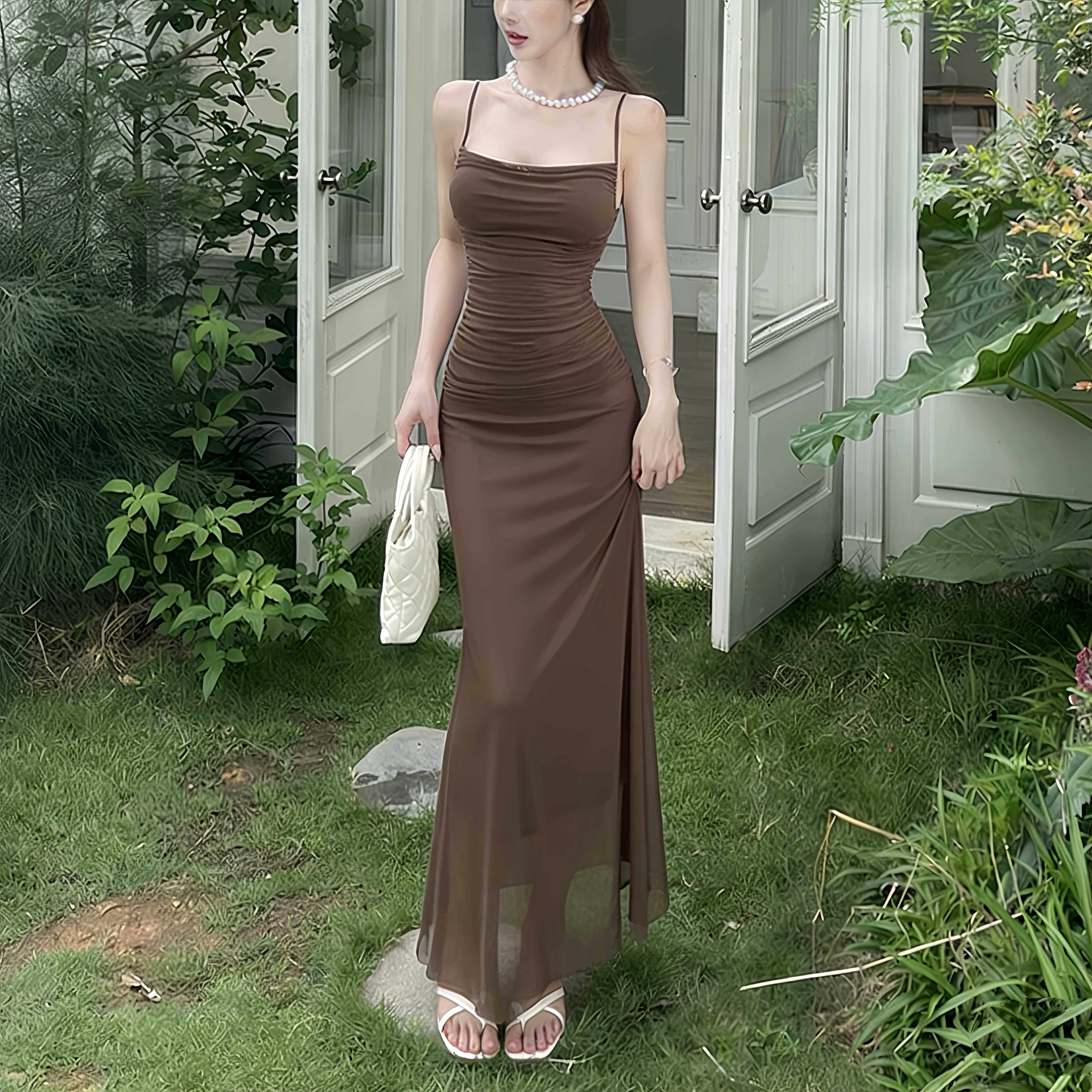 instunning法式纯欲性感吊带网纱连衣裙女2026新款收腰度假包臀裙,女装/女士精品,连衣裙,淘宝优惠券,粉丝福利购,淘宝优惠卷