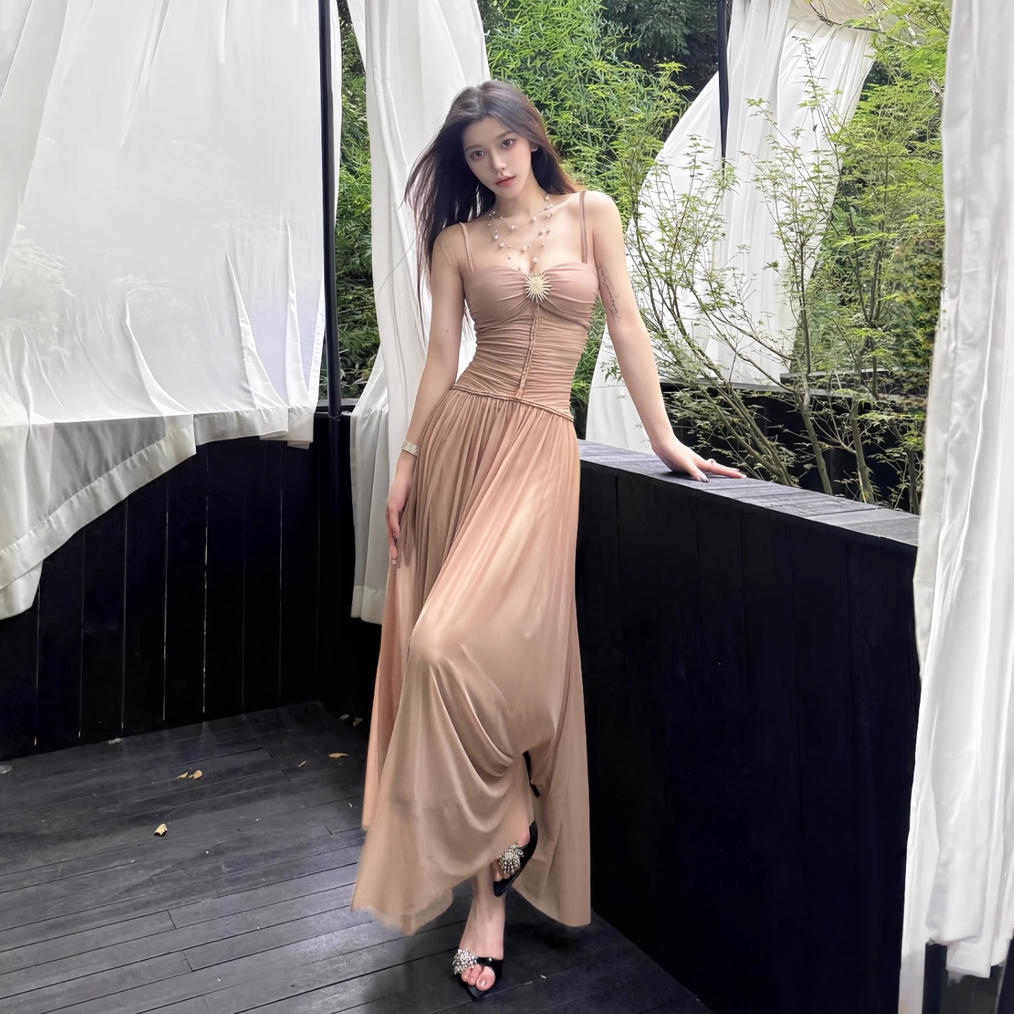 法式复古抹胸连衣裙女