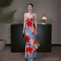 instunning海島度假風(fēng)印花吊帶裙
