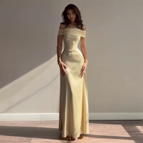 法式气质一字领连衣裙女