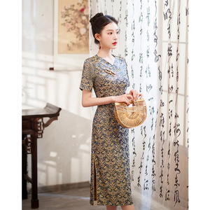 二小姐旗袍｜春夏V领妈妈装 复古改良旗袍 日常可穿女复古