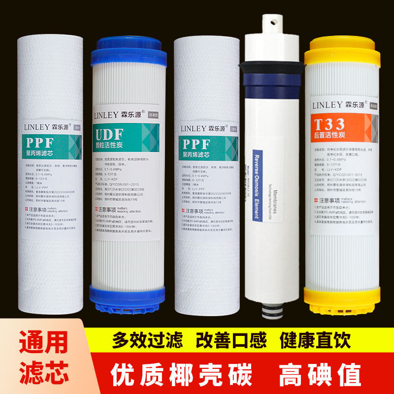 适用于爱美柯净水器用滤芯香槟金75G5级净水机快接一体五盖10寸