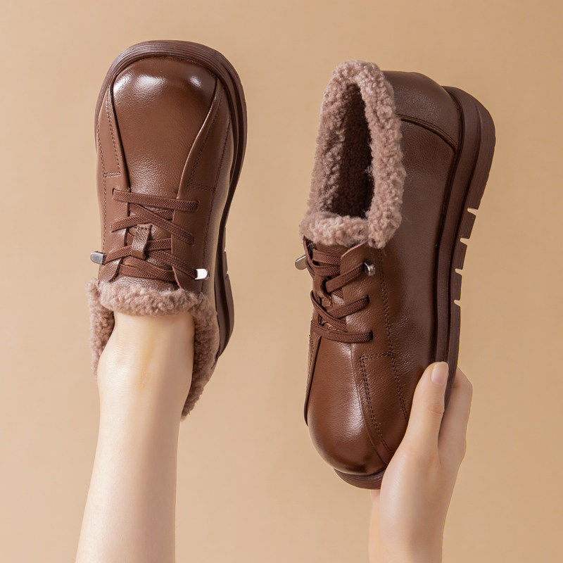 羊毛妈妈棉鞋平底防滑一脚蹬冬季女鞋中老年加绒老人保暖毛毛皮鞋,女鞋,深口单鞋,淘宝优惠券,粉丝福利购,淘宝优惠卷