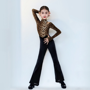 康尼高级秋冬新款女童拉丁舞裤套装儿童少儿高级上衣喇叭裤练功服