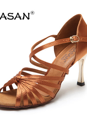 SASAN拉丁舞蹈鞋拉丁鞋电镀跟拉丁舞鞋交际舞鞋拉丁鞋黑色S-121