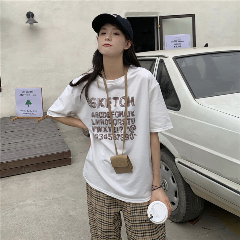 實拍 韓版短袖T恤女寬鬆網紅體恤ins上衣潮
