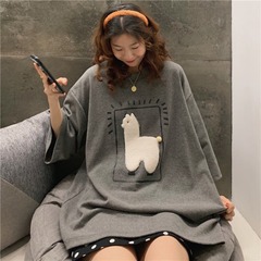 實拍 羊駝短袖T恤圓領寬鬆內搭上衣韓版學生