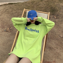 Real shot of spring Korean new loose letter long sleeve T-shirt