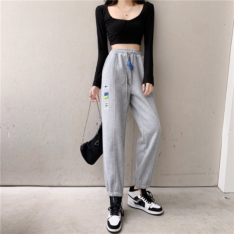 Women's casual pants with loose straight tube and high waist