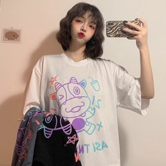 Real shot short sleeve T-shirt women's cartoon print